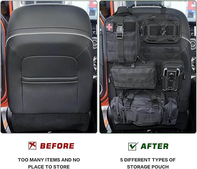 Z8 Tactical Front Seat Back Storage Bag/Hanger Bag Organizer with 5 Bags,Universal fits for All Vehicel