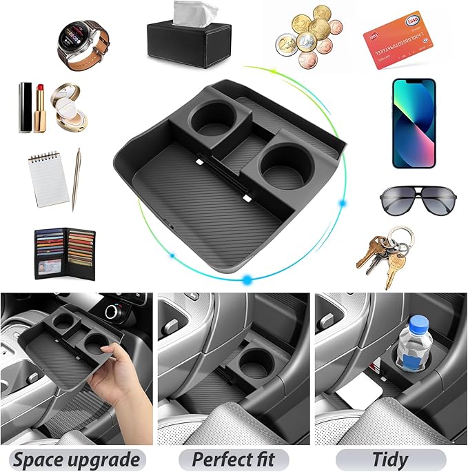 SKTU for 2026 Hyundai Palisade Center Console Organizer for 2026+ Hyundai Palisade Lower Console Tray Hyundai Palisade 2026 Accessories Under Console Tray with Cup Holder (7-Seat Version Only)