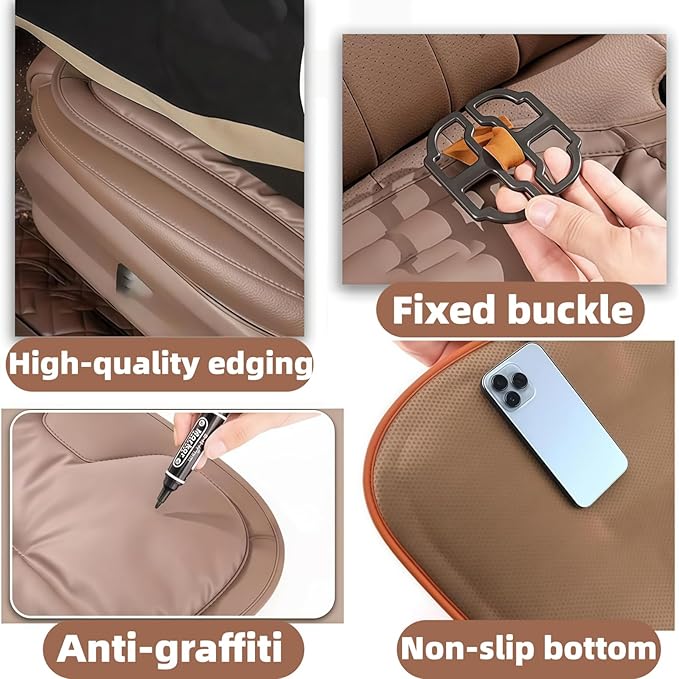 Car Seat Cushion, 2025 New Skin-Friendly Leather Seat Cushions, Breathable Dirt-Repellent Memory Foam Pad for Most Auto & Office Chairs (White)