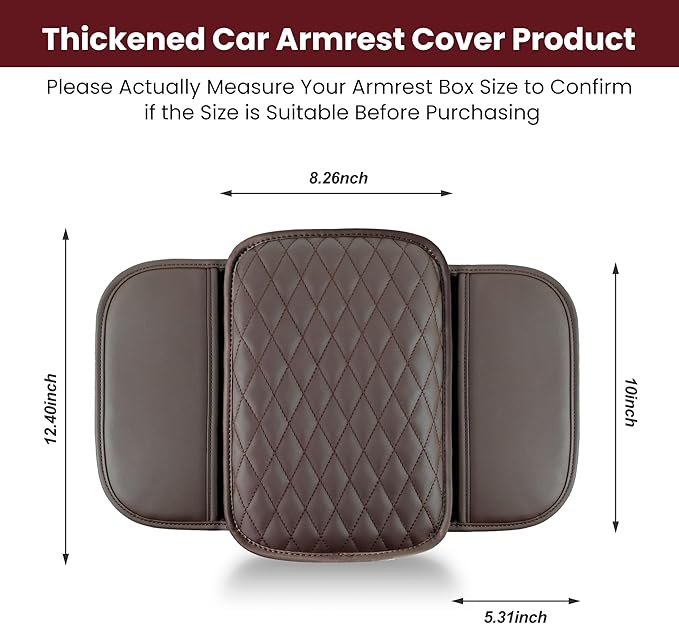 DSCARCovers Upgraded Car Center Console Cover,Microfiber Leather Car Armrest Cover Cushion with 2 Storage Bags,Universal Car Armrest Storage Box Car Interior Accessories for Most Vehicles (Brown)