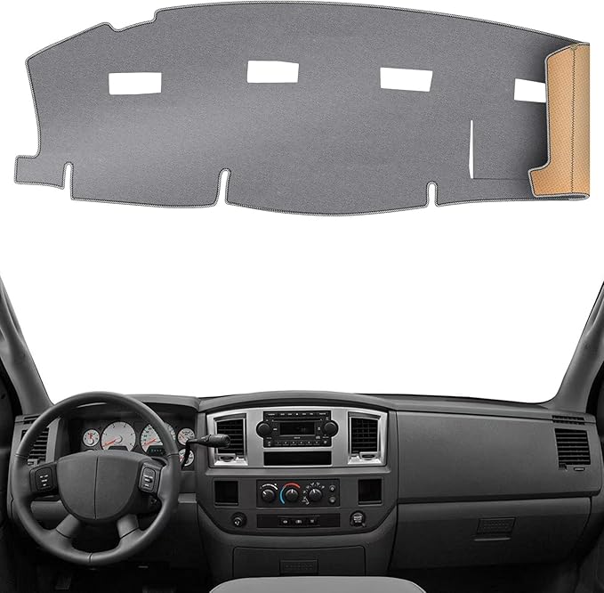 KEYOOG Dashboard Cover Dash Mat Fit for 2008-2006 Do-dge Ram 1500,2009-2006 Ram 2500 3500 (for Left Hand Drive),Car Dash Board Mat Anti-Glare Carpet,Non-Slip Pad Sunshield Protector (Grey)