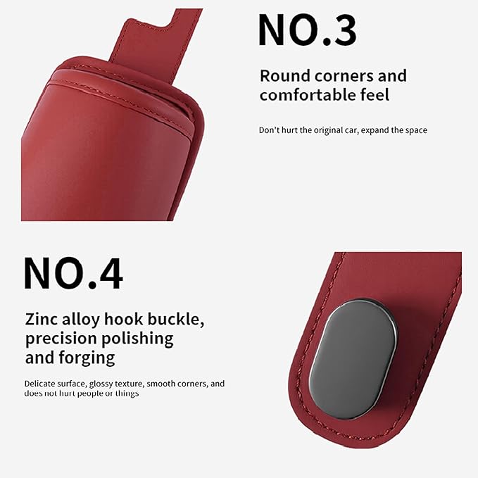 2-Pack Car Seat Back Cup Holder Organizer, Faux Leather Car Cup Holders with Hooks, Universal Backseat Storage for Drinks, Bottles & Travel Accessories (Red)