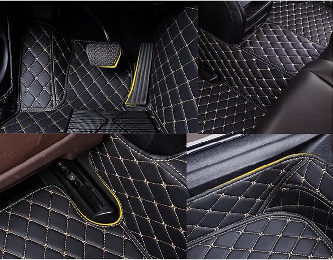 Custom Personalized Floor Mats for Cars，Luxury Full Coverage All Weather Car Floor Mats，Anti-Slip Leather Car Mat Set ，Custom Floor Mats for 99% of Cars, Trucks & SUVs (3D Gray and Black)