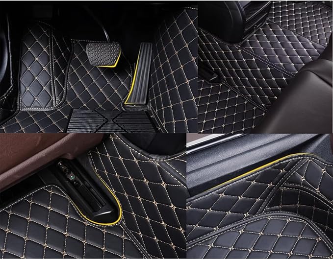 Custom Personalized Floor Mats for Cars，Luxury Full Coverage All Weather Car Floor Mats，Anti-Slip Leather Car Mat Set ，Custom Floor Mats for 99% of Cars, Trucks & SUVs (White)