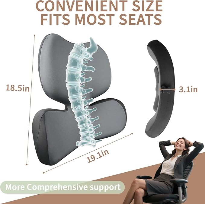XZdream Lumbar Pillow,Ergonomic Lumbar Support Pillow for Upper & Lower Back Support Back Pain Pain Relief,Promotes Posture,Fully Support Entire Back Cushion,for Office Chair,Car,Gaming Desk Chair