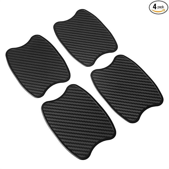 WORCAS 4 Pcs Carbon Fiber 3D Texture Car Door Handle Protector Pad Scratch Resistant Durable Premium Protection for Car Door Handles Prevents Scratches and Wear S Size