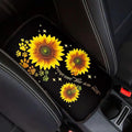 UNICEU Yellow Sunflower Dog Paw Car Armrest Pads Interior Accessories Sunflower Car Accessory Universal Fit Automotive Center Console Armrest Cushion Seat Storage Box Pads for Most Vehicle