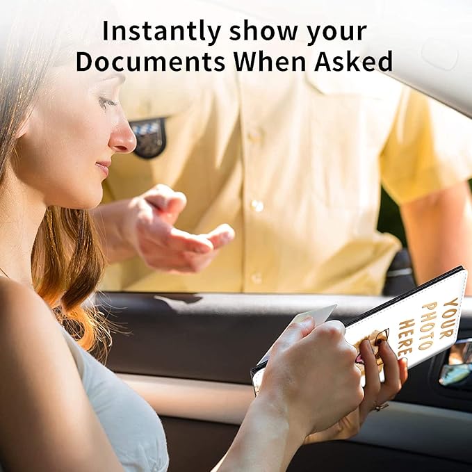 Mxfdegf Customized Registration & Insurance Holder, Leather Car Glove Box Organizer, Cool Accessories for ID, Driver's License & Essential Documents, Business Cards - Men & Women