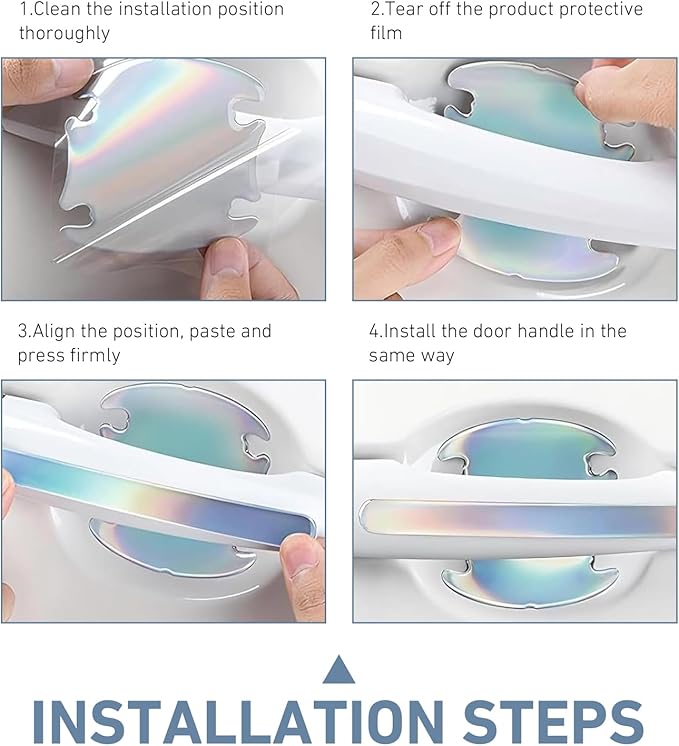 Cuymoap 16 PCS Car Door Bowl and Handle Protectors, Anti-scratch Waterproof Paint Protective Film, Thickened Tight Fit Decoration Trim, Universal Self-adhesive Exterior Part for Car (Multicolored)