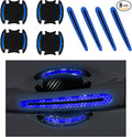 Augeny 8 PCS Car Door Handle Protector Reflective Stickers, Universal 3D Carbon Fiber Auto Door Handle Paint Guard, Anti-Scratch Car Door Bowl Protective Film for Most Cars (Blue)