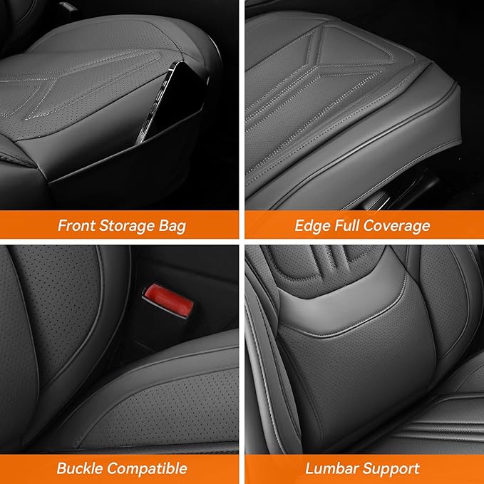 SCDOOCA Car Seat Covers Front Seats, Premium Leather Car Seat Covers, Waterproof and Breathable Seat Covers, Universal Car Seat Protector Fit for Cars, Trucks, SUVs, Pick-ups (Gray, 2 PCS Front Seat)