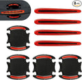 8 PCS Car Door Handle Protector Sticker, PVC Carbon Fiber Reflective Door Bowl & Handle Decoration Decal, Anti-Scratch Car Handles Sticker, Universal for Most Cars (Red)