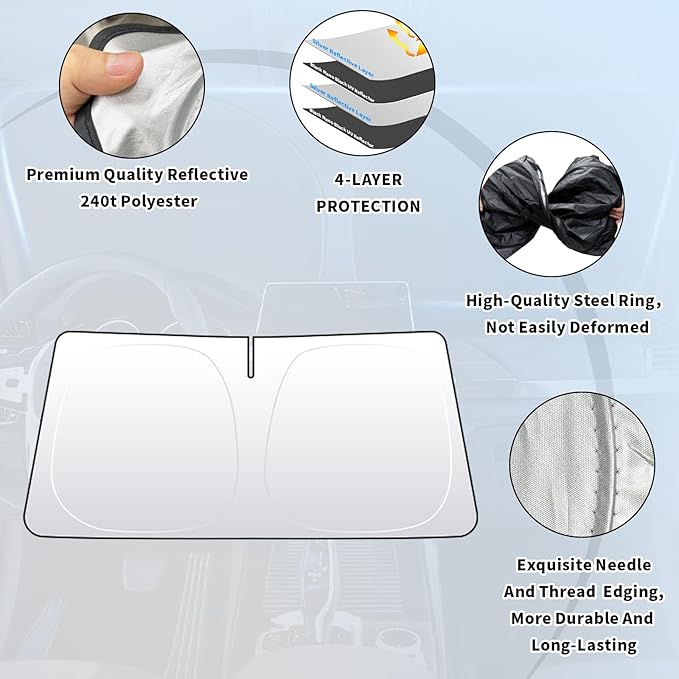 Thickened 2-Layer Front Windshield Sun Shade Compatible for Toyota Supra J29/A90 2020-2025, Foldable Custom Fit Sunshade Blocks 99% Heat, Keeps Car Interior Cool (for Supra J29/A90 2020-2025)
