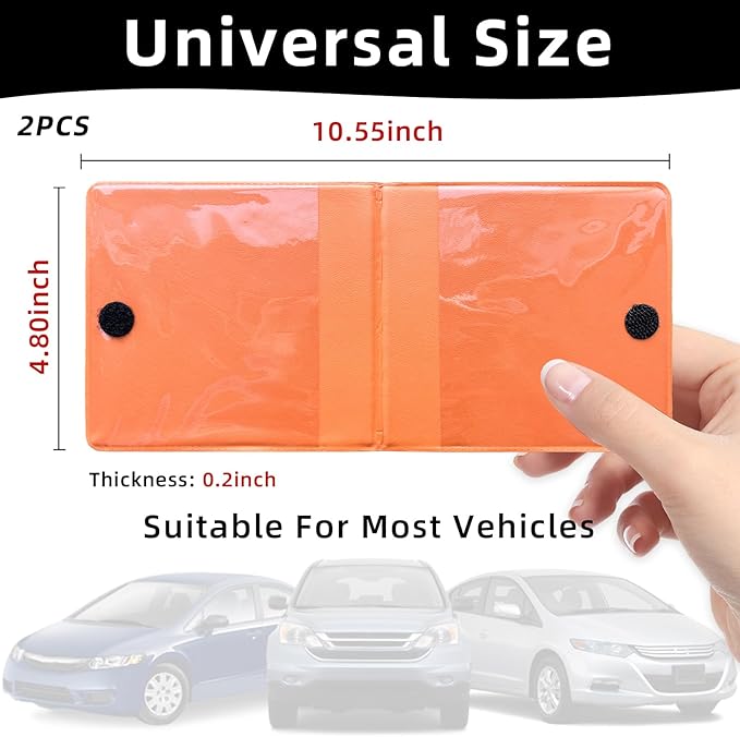Ziciner Car Registration Insurance Holder, 2Pack Essential Auto Card Document Glove Box Organizer with Touch Fastener, Vehicle Interior Accessories Perfect for Most Car, Truck, SUV (Orange/Big Car)