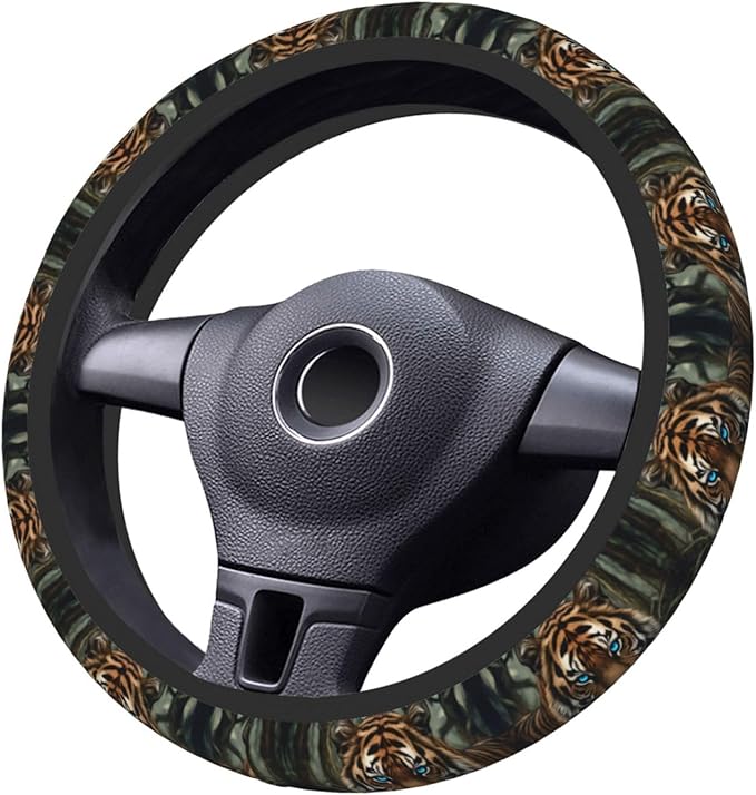Neoprene Steering Wheel Cover Majesty Tiger Car Steering Wheel Cover Universal Fit for Most Cars