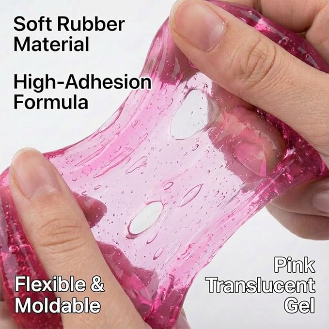 4PCS Car Cleaning Gels, Universal Automotive Air Vent Dust Cleaning Putty, Reusable Auto Interior Detailing Slime Supplies, Fit for Dashboards, Cup Holders (Pink)