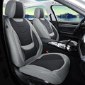 Gripure Car Seat Covers for Front Seats,Waterproof & Breathable Faux Nappa Leather, 360° Full Wrap Design, Airbag Compatible, Lumbar Support, Great for Drivers Who Need Driving Comfort,Gray and Black