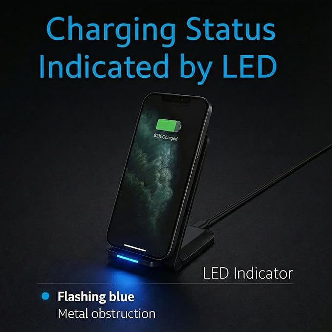2Pcs Fast Wireless Charger,15W Max Wireless Charging Stand Compatible with iPhone 17/17Plus/17Pro/16/16Plus/16Pro /15/14/13/12/11/X/XR,Samsung Galaxy S25/S24/S23/S22/S21/S20/S10/S9/S8 Note 20 (Black)