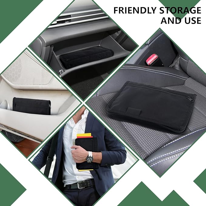 Car Registration and Insurance Holder,Glove Box Compartment Organizer,Zipped Design Owner Manual Case,Multi-Pocket Paperwork Glove Bag,Soft Document Organizer for Car Insurance License Cards Driver