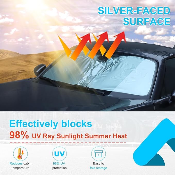 1 Pieces Car Sun Shade for Windshield,Sun Visor Front Windshield Sunshade,Foldable Windshield Cover Fits 2016 2017 and up, Compatible with Mazda MX5 (A)