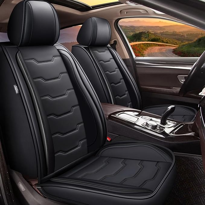 DISUTOGO Seat Covers Fit for NV200 2016-2020 Front Seat Covers Faux Leather Car Seat Covers Breathable Waterproof Car Seat Protector (2 Seats, Black)