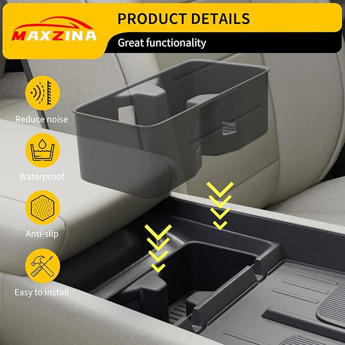 Maxzina Cup Holder Compatible with 2024-2025 Hyundai Santa Fe Silicone Insert Center Console Cup Holder Silicone Black Bottle Holder Interior Decoration for 2024 Santa Fe Accessories