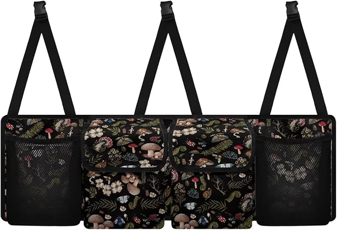 Mushroom Forest Car Trunk Organizer, Large Capacity Auto Backseat Hanging Storage Bag with Adjustable Strap & 4 Pockets, Space Saving Car Back Seat Cargo Bag, Car Interior Accessories