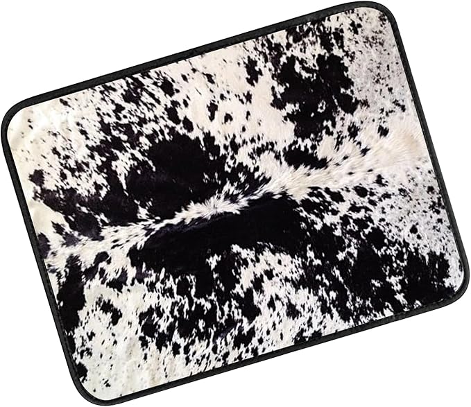 Car Center Console Cover, Universal Soft Large Neoprene Auto Armrest Seat Box Cover, Funny Car Decor Accessories Fit for Most Cars, Vehicles, SUVs Black White Cowhide