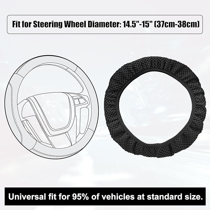X AUTOHAUX Steering Wheel Cover Universal Elastic Stretch Antislip Breathable Microfiber Ice Silk Interior Trim Wheel Protector for Car Truck SUV Black