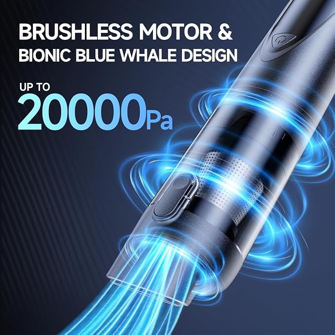 Car Vacuum Portable Cordless, 20000pa 4-in-1mini Handheld Vacuum Cleaner up to 70 Mins Runtime, 3 Suction Modes & USB-C Fast Charge Wet/Dry Hand Held Cleaner Power for Car Home Pet Food Keyboards