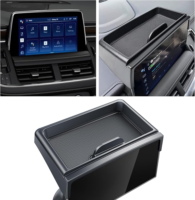 WEIPIN for Center Console Screen Organizer Tray Compatible with 2021–2024 Chevy Tahoe/Suburban & GMC Yukon — Not Fit Yukon Denali Console Organizer ABS Materials