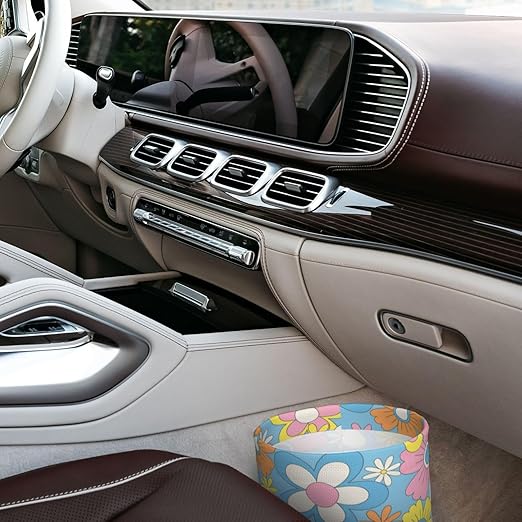 YANGDADA Retro Flowers Car Trash Can Small Portable Car Garbage Bag for Back Front Seat RV's Camping Accessories
