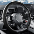 Nappa Leather Steering Wheel Cover, Universal 15 Inch Snap On Car Steering Wheel Cover for Men/Women, Comfortable & Breathable Microfiber Car Accessories Interior (Black)