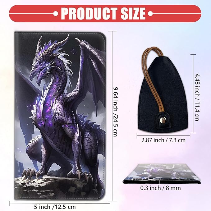 Car Document Holder with Magnetic Shut, Car Registration & Insurance Card Holder, Waterproof PU Leather Glove Box Organizer Vehicle Accessories Driver License for Women/Men, Purple Dragon Pattern