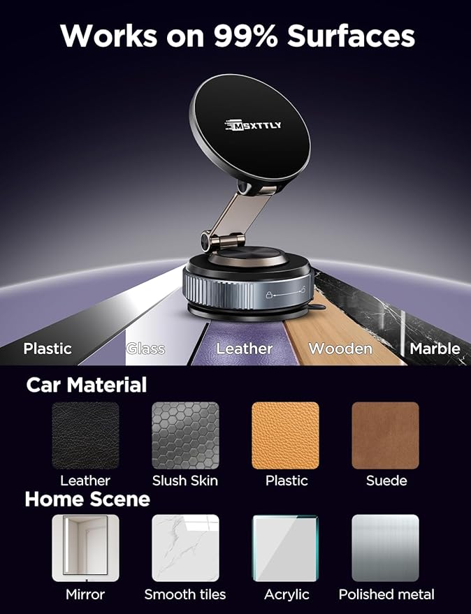 MSXTTLY Car Phone Holder Magnetic Phone Mount for Car 360°Adjustable 2026 Phone Holders for Your Car Travel Gifts Cell Phone Car Mount Compatible for iPhone 17 Pro Max 16 15 14 13 12 Air Plus