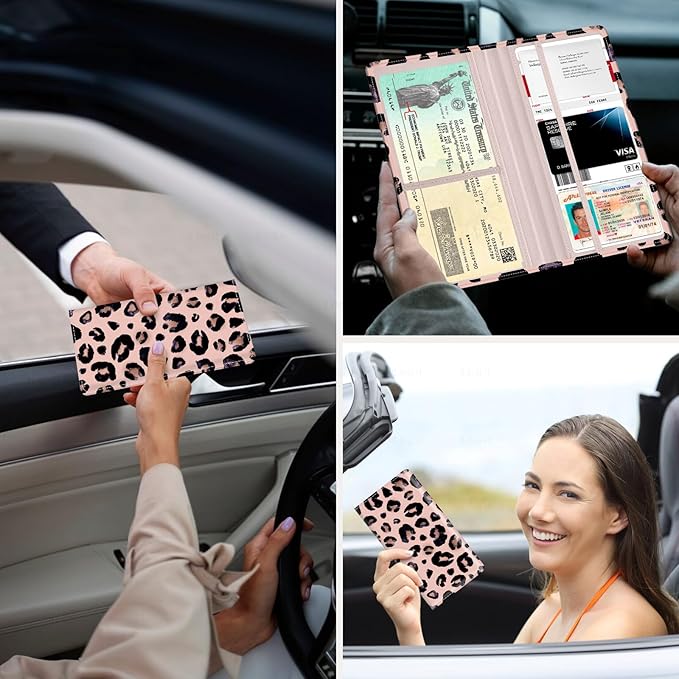 Car Registration and Insurance Holder，Colour Patterns Men Women Car License Document Registration and Insurance Card Holder
