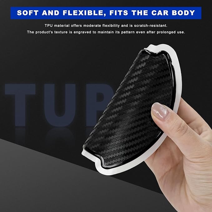 4 PCS Car Door Handle Bowl Stickers, Anti-Scratch Carbon Fiber Auto Handle Cup Protector Paint Guard, Waterproof Door Bowl Sticker Non-Marking Protective Film for Car SUV Truck (Large)