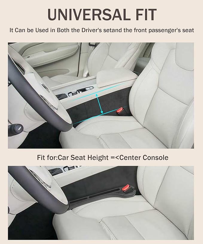 2 Pack Car Seat Gap Filler,Car Gap Filler,Car Accessories Car Seat Gap Filler Organizer,Prevent Things from Falling Between Seat and Center Console,Universal Gap Filler for Car(Black)