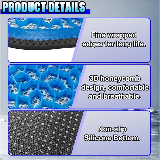 Gel Car Seat Cushion, Cooling Breathable Car Driving Seat Protector Cover, Comfortable Anti-Slip Chair Cushion Pad, Universal Automotive Interior Accessories for Sedan & Office (Blue)
