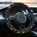 Steering Wheel Cover Neoprene Material Most Cars Men&Women Universal 15 inch Premium Non-Slip Spring Steering Wheel Protector Floral Car Accessories (Lucky Clever)