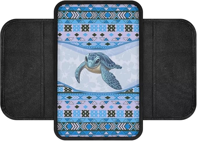 Dreaweet Aztec Car Armrest Cover with Pockets Tribal Turtle Car Accessories Armrest Seat Box Cover Protector Soft Comfortable Car Armrest Box Pad Universal Fit Most Vehicles