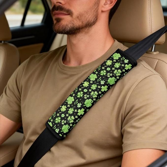 Oramclsy Shamrock Print Heavy Duty Car Seats Seat Covers with Universal Armrest Pad PU Breathable Seat Belt Covers 6 Pack Set St Patricks Day Accessories