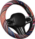 Boho Car Steering Wheel Cover, Ethnic Style Anti-Slip Coarse Flax Cloth Auto Wheel Cover, Bohemian Steering Wheel Protector for Most SUVs Vans Trucks, Car Accessories (Style C)