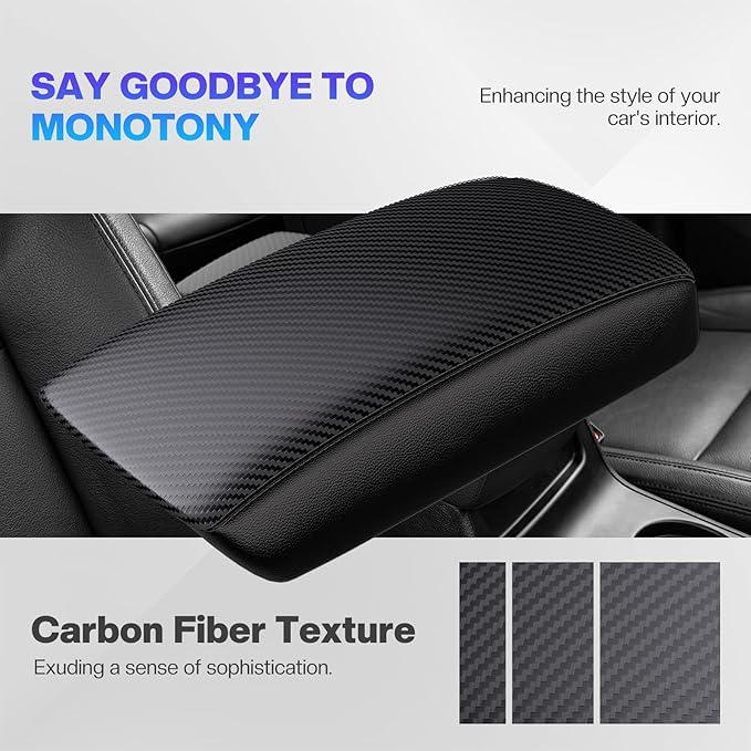 Autorder Center Console Cover for 2016-2019 2020 2021 Hyundai Tucson Accessories Carbon Fiber Armrest Cover Waterproof Anti-Scratch Center Console Armrest Protector Pad