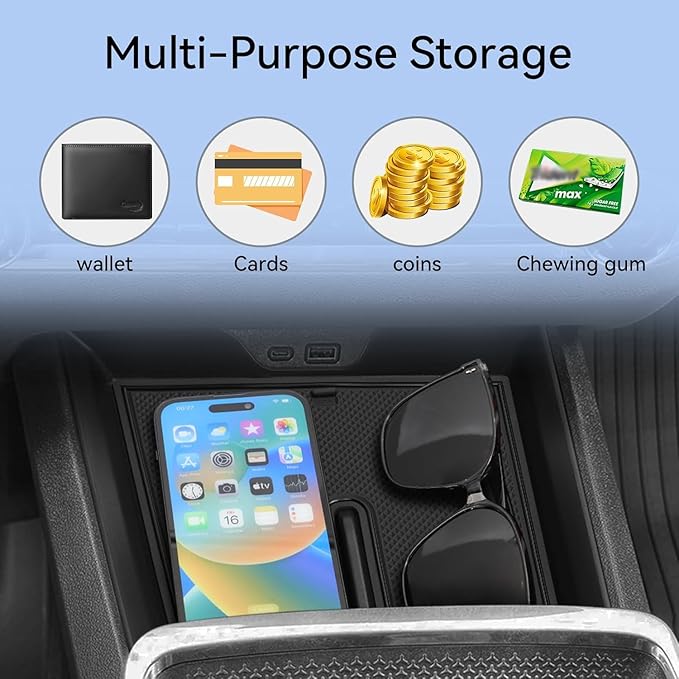 smabee Center Console Organizer Tray for Chevrolet Chevy Equinox 2025 2026 Accessories for Equinox Armrest Storage Console Insert ABS