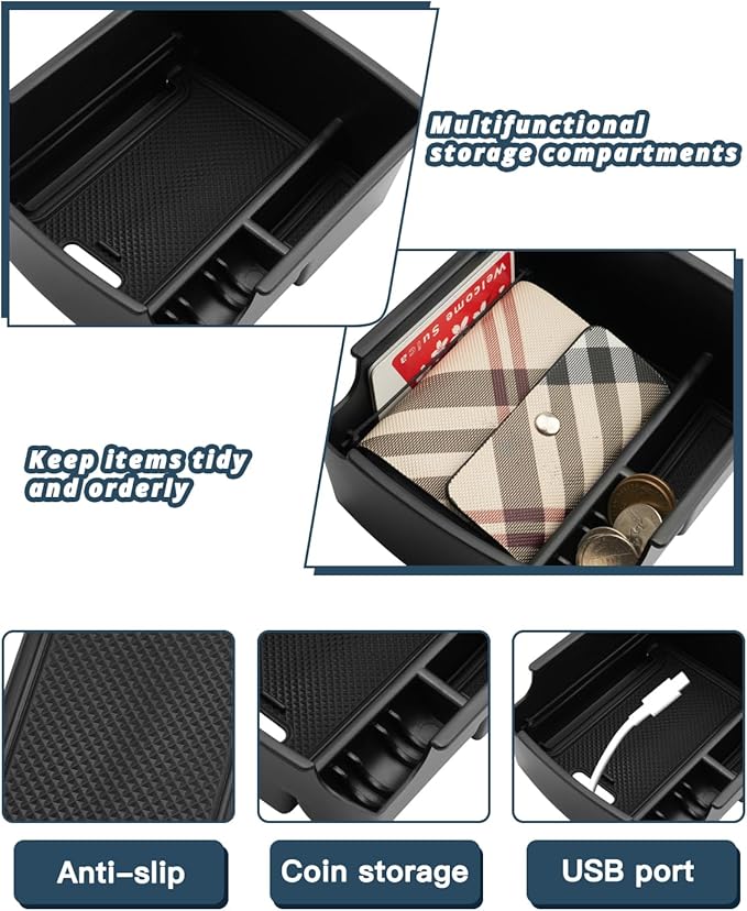 Ruiya 2020-2026 Hyundai Venue Center Console Organizer for 2025 Hyundai Venue Accessories ABS Material Armrest Console Organizer Compatible with 2020 2021 2022 2023 2024 2025 2026 Hyundai Venue