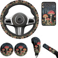 Forest Mushroom Print Car Elastic Steering Wheel Protector for Men Women Auto Interior Accessories Armrest Cover Handbrake Coer Fit for Trucks Vans Suvs