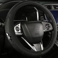 Tri-Color 3 Color Logo Steering Wheel Cover, Elastic Steering Wheel Cover Protector Anti-Slip Durable Universal 15 Inch Compatible with Toyota Vehicle Truck SUV. (White Gray B2)