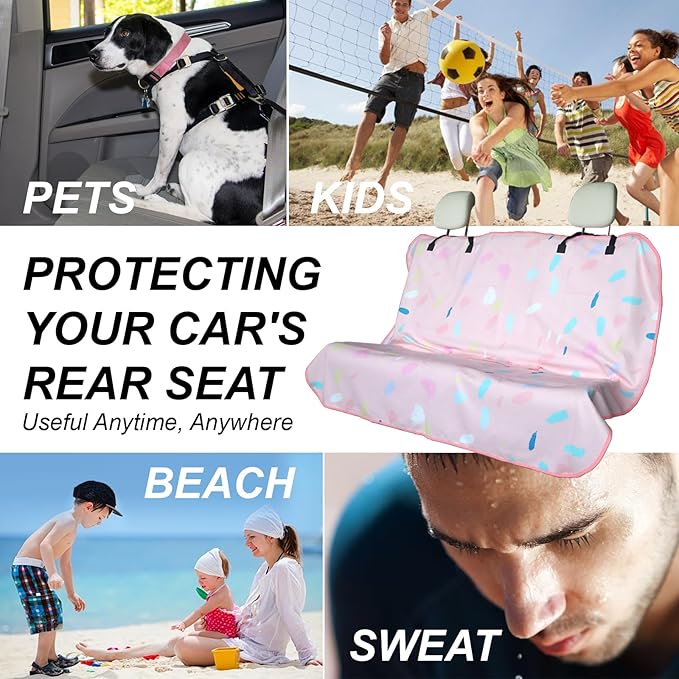 nbnhxnff Sweat Towel Car Seat Cover Protector Rear Seats for Gym Workout, Running, Swimming, Beach and Hiking, Waterproof Universal Seat Cover for Car, Trucks, Van & SUV (Pink Drops, 1pcs Rear Seat)