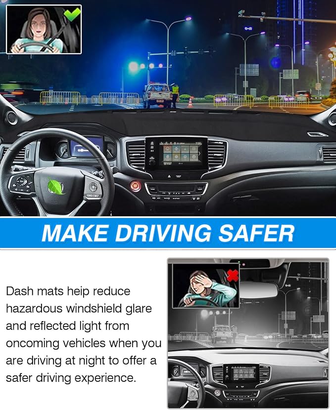 CARTIST Dashboard Cover Compatible with Honda Passport 2019-2023 2024 2025 Accessories Dash Cover Mat Pad Anti-Slip Black Sude Material（Without HUD）